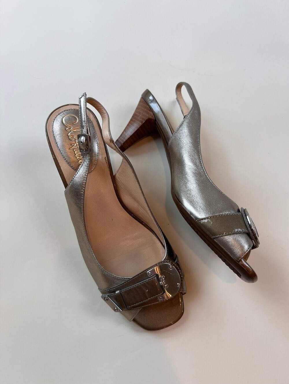 Vintage Y2K Kitten Heels Metallic Buckle Detail size 7.5